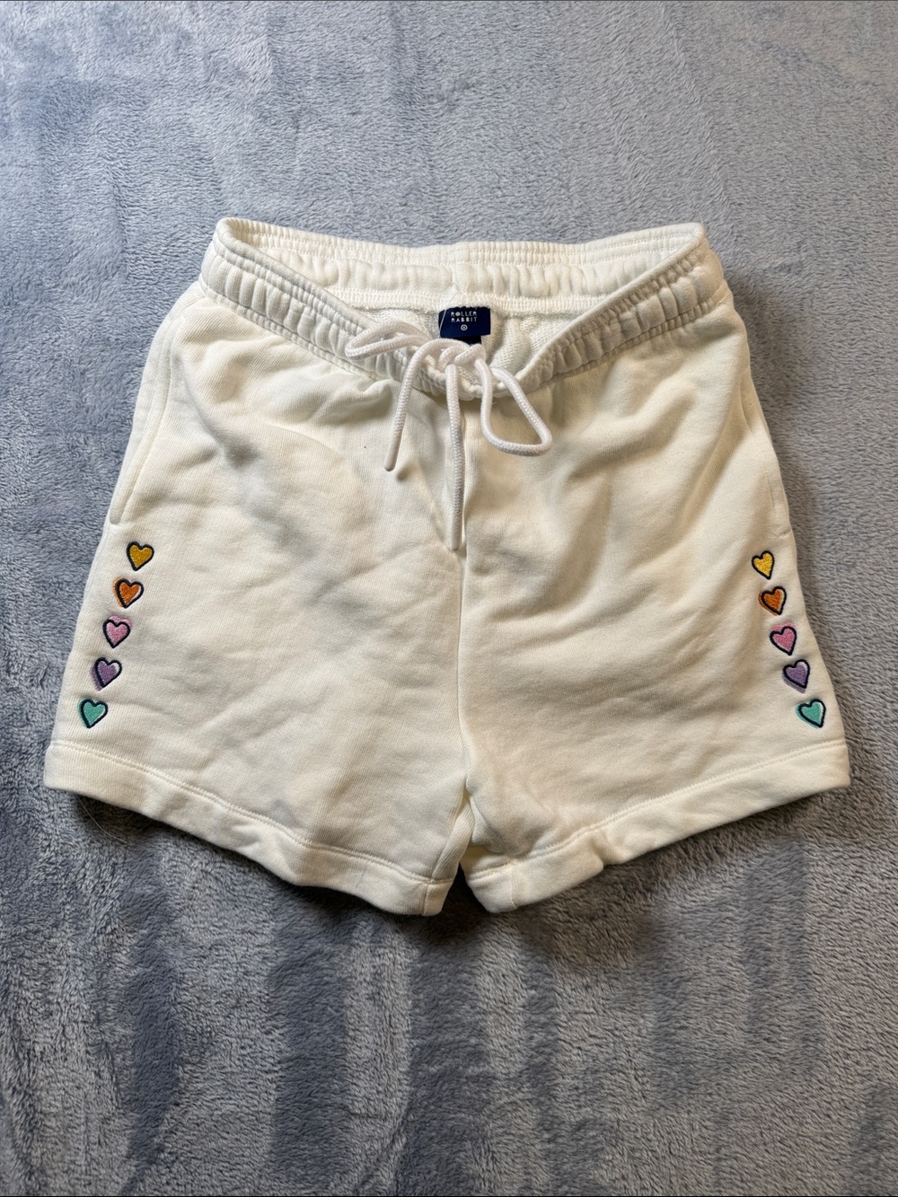 Roller Rabbit Cream Shorts with Multicolor Heart Trim